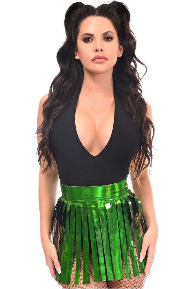 Daisy Corsets Green Holo Fringe Skirt