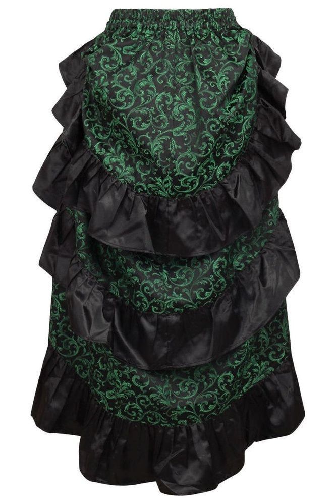 Daisy Corsets Green/Black Brocade Adjustable High Low Bustle Skirt