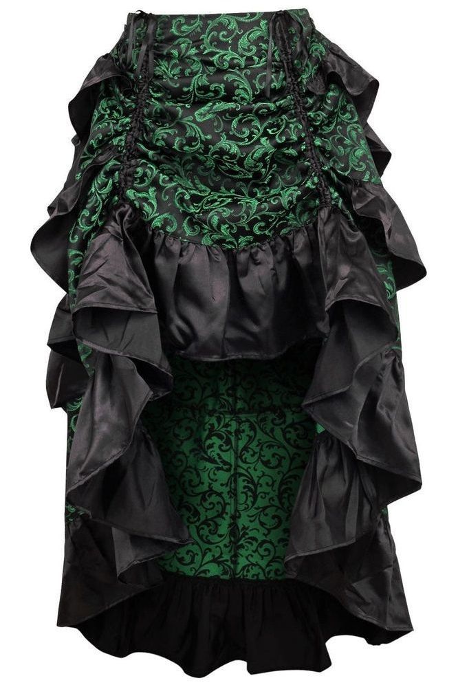 Daisy Corsets Green/Black Brocade Adjustable High Low Bustle Skirt