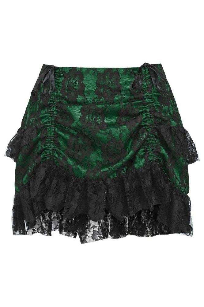 Daisy Corsets Green/Black Lace Ruched Bustle Skirt