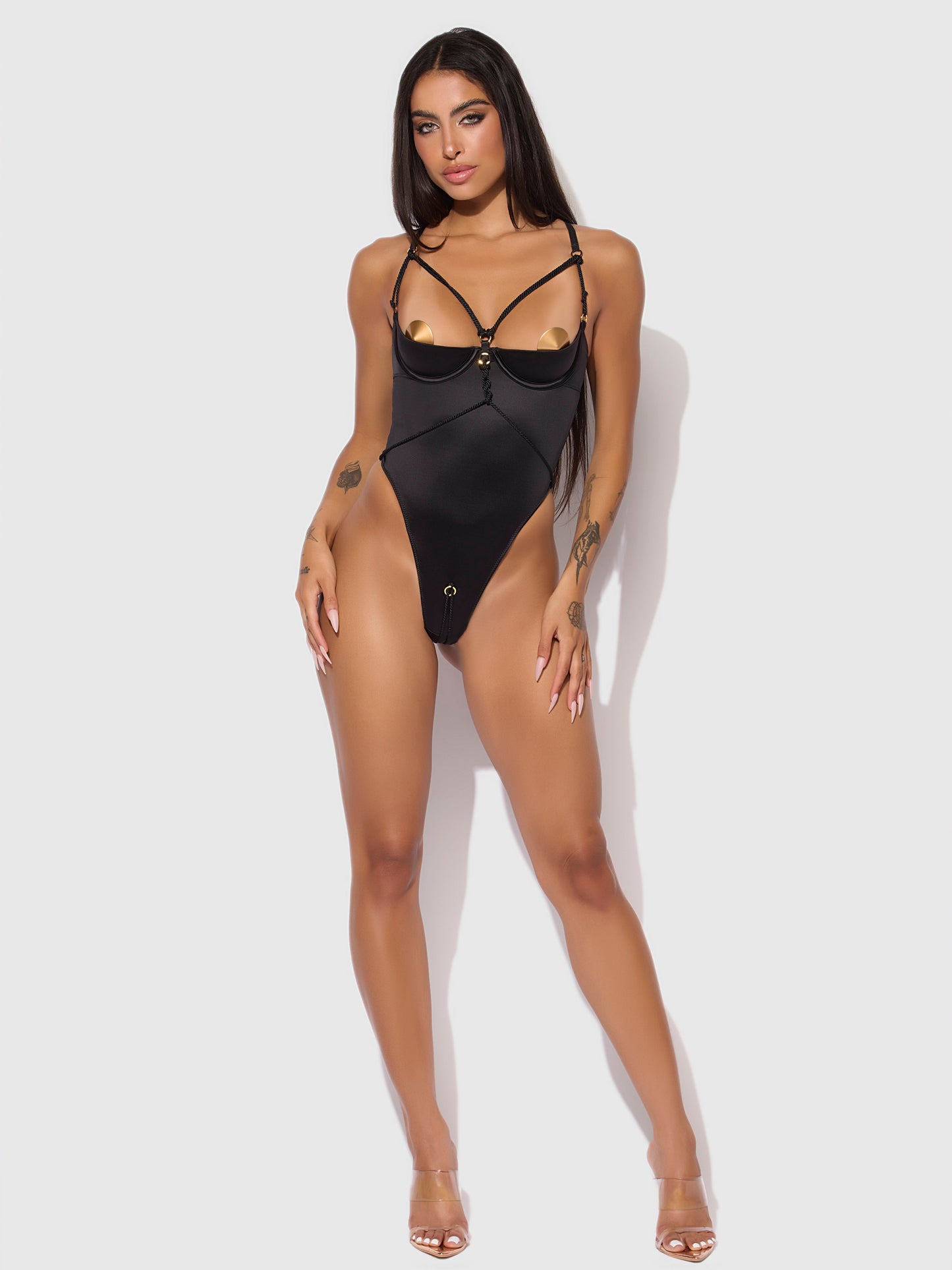 House of Desire Iryna Silky Micro & Rope Crotchless Teddy