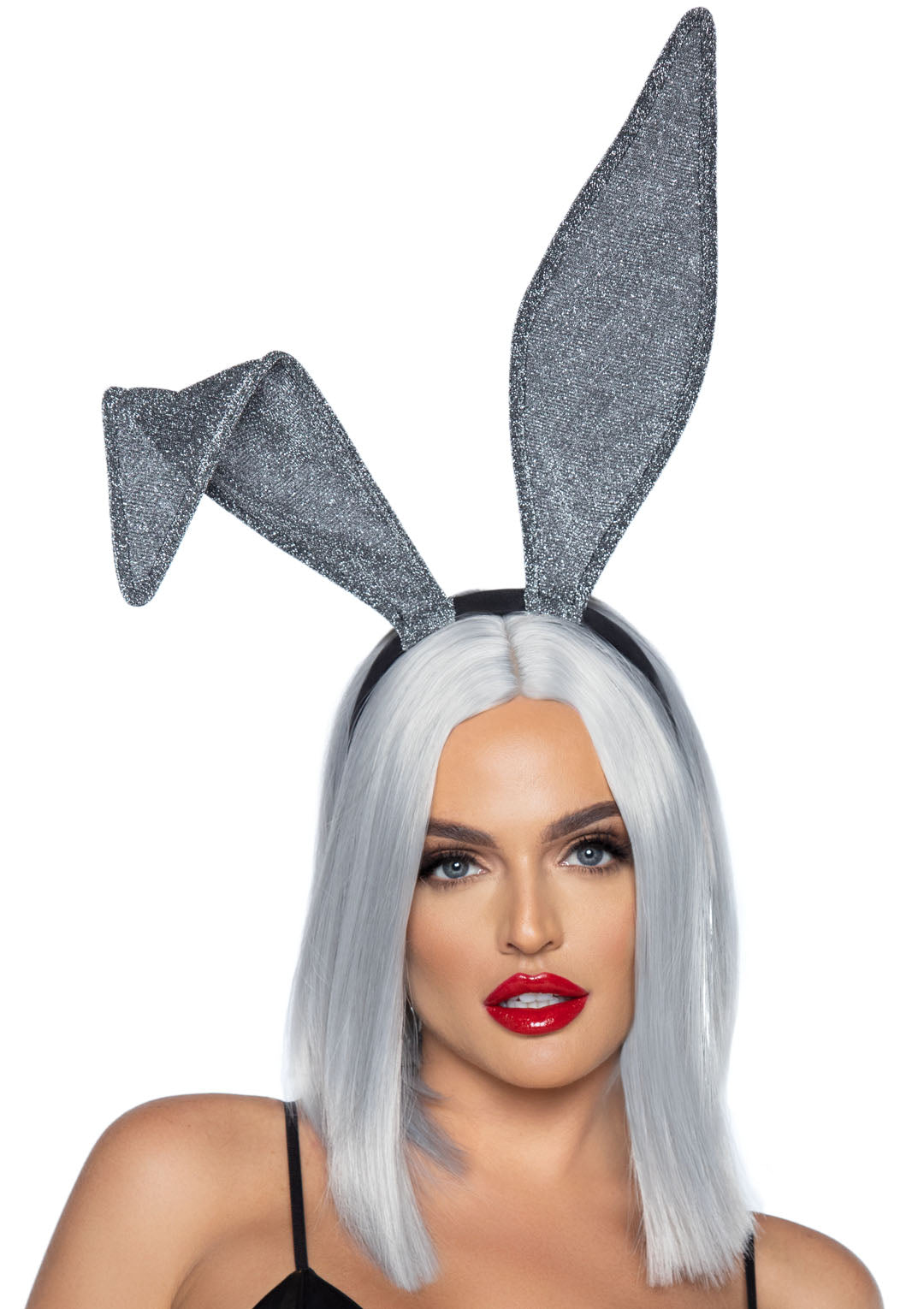 "Glitter Bunny Ear Headband Silver LA-2770SIL"