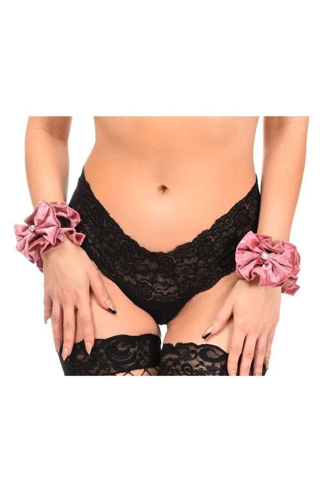 Daisy Corsets Kitten Collection Dusty Rose Velvet Wristlets (Set of 2)