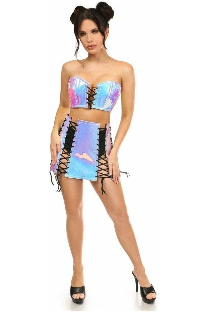 Daisy Corsets Lavish 2 PC Blue/Purple Holo Bustier & Skirt Set