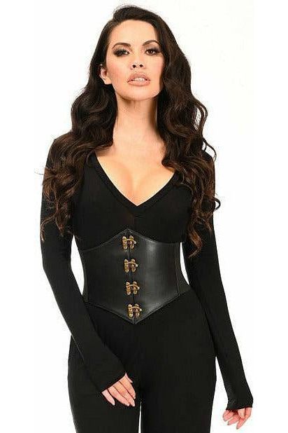 Daisy Lavish Black Faux Leather Corset Belt Cincher w/Clasps