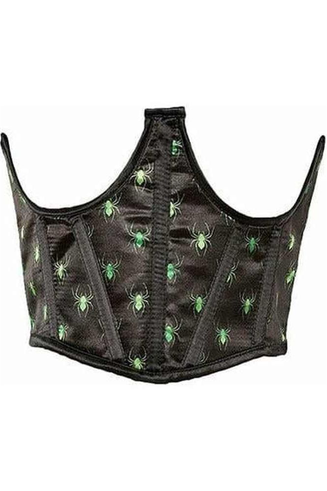 Daisy Corsets Lavish Black & Green Spiders Satin Open Cup Waist Cincher