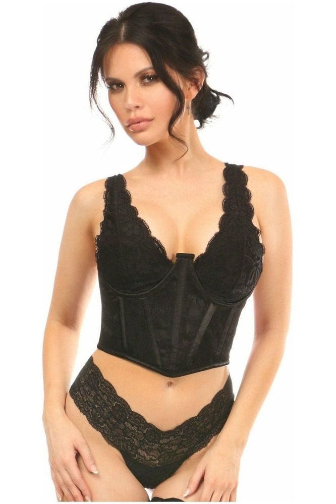 Daisy Corsets Lavish Black w/Black Lace Overlay Open Cup Waist Cincher