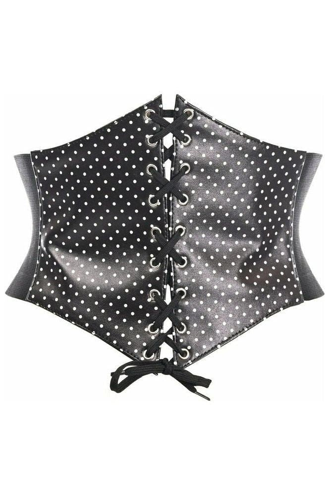 Daisy Corsets Lavish Black & White Polka Dot Lace-Up Corset Belt Cincher