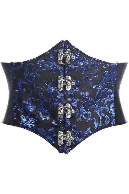 Daisy Corsets Lavish Black/Blue Swirl Brocade Corset Belt Cincher w/Clasps