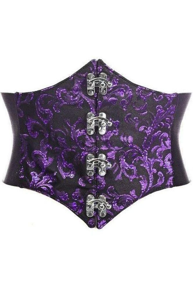 Daisy Corsets Lavish Black/Purple Swirl Brocade Corset Belt Cincher w/Clasps