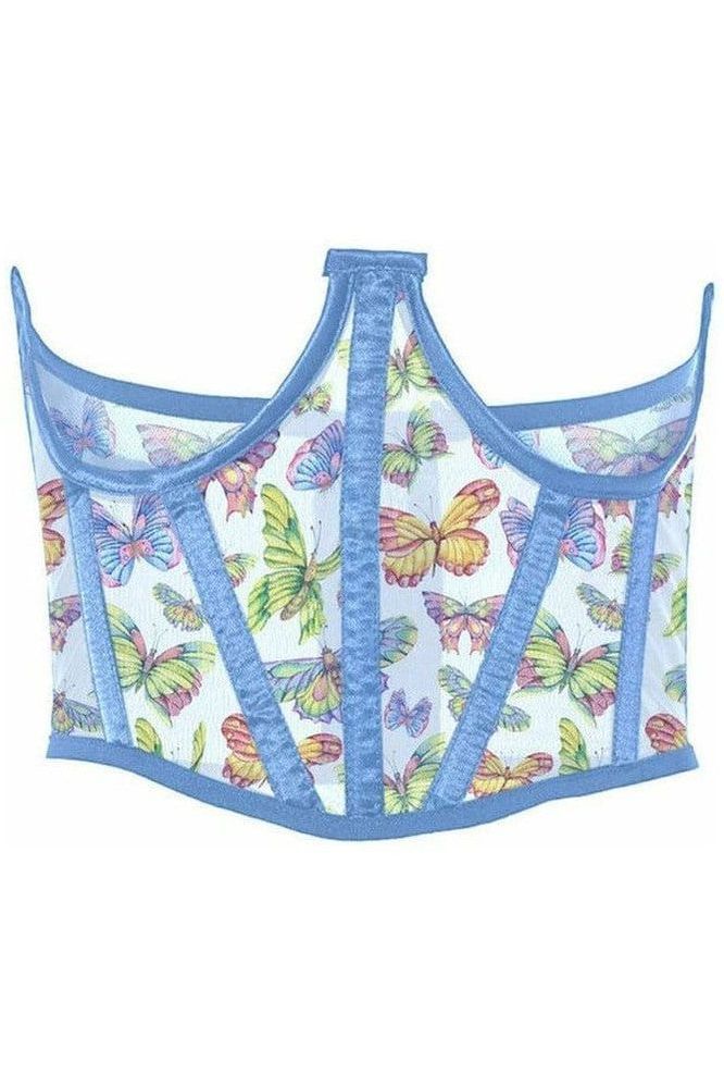 Daisy Corsets Lavish Butterfly Print Mesh Open Cup Waist Cincher