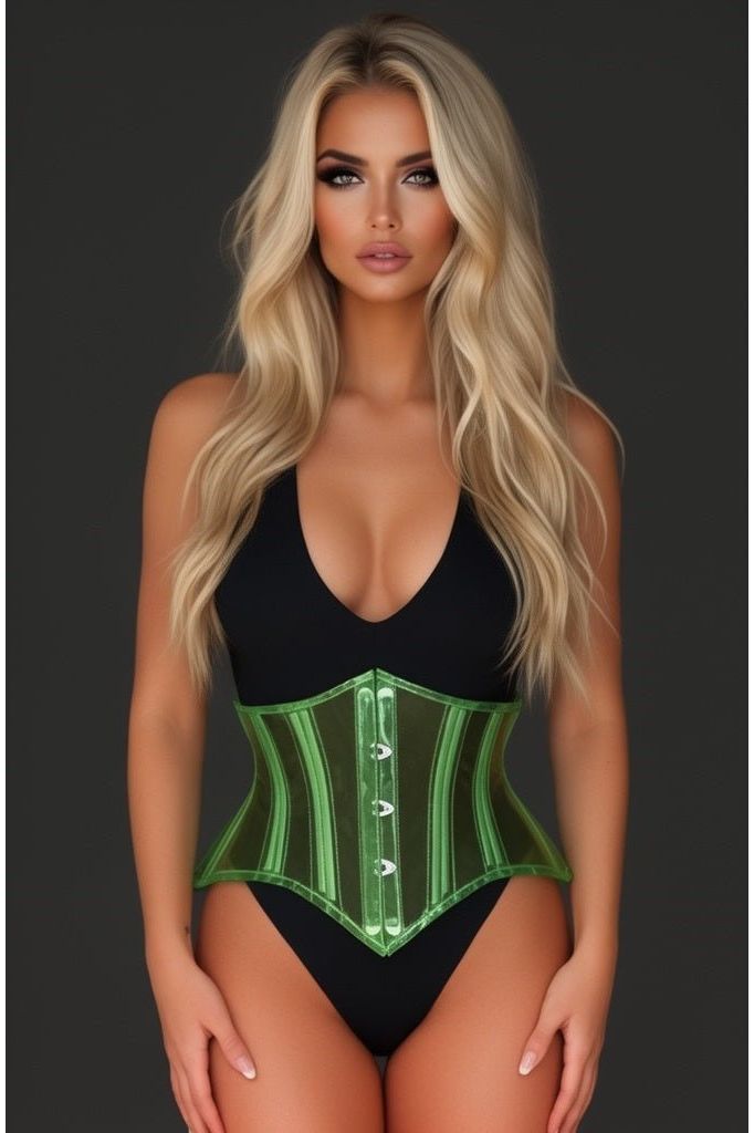 Daisy Corsets Lavish Clear Green Curvy Cut Mini Cincher Corset