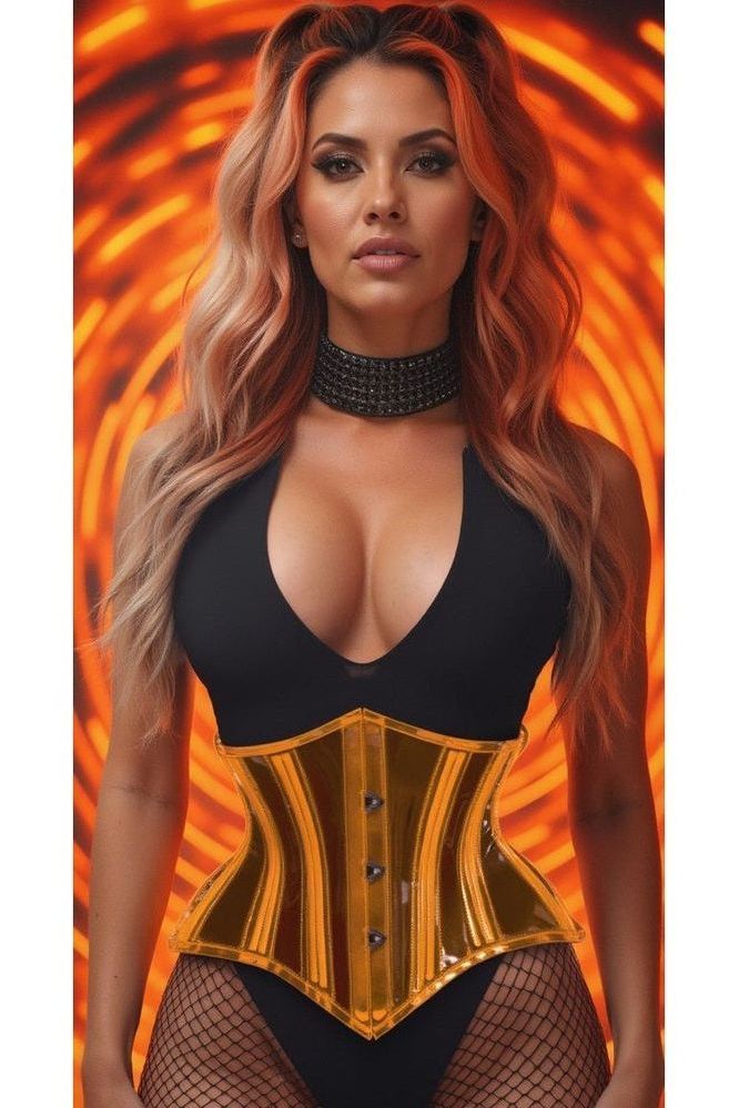 Daisy Lavish Clear Orange Curvy Cut Mini Cincher Corset