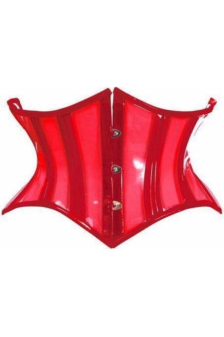 Daisy Corsets Lavish Clear Red Curvy Cut Mini Cincher Corset