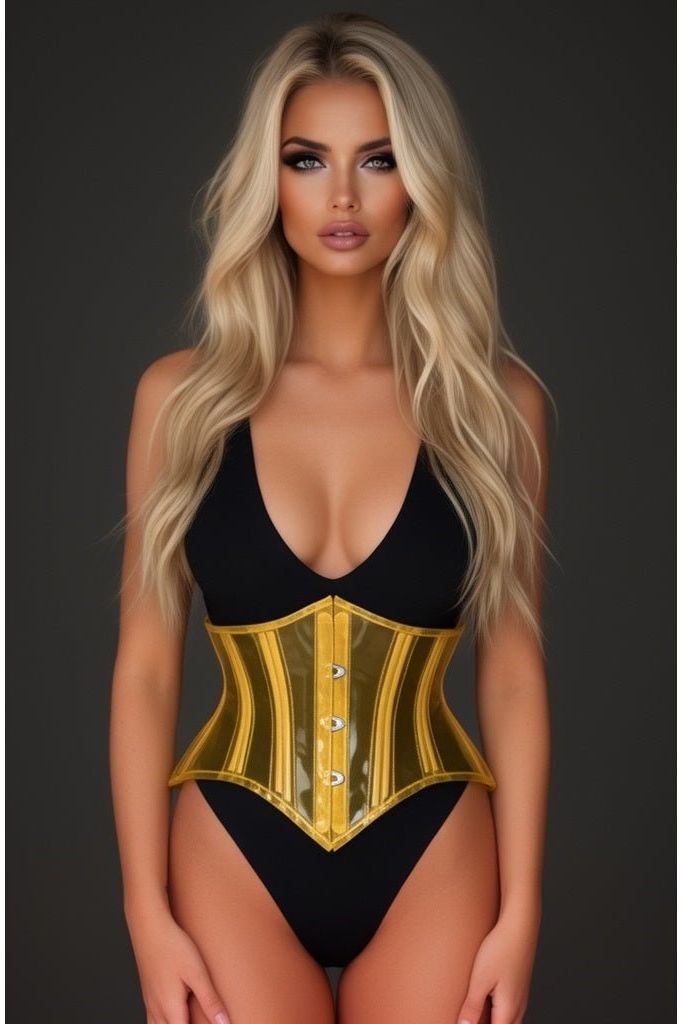 Daisy Corsets Lavish Clear Yellow Curvy Cut Mini Cincher Corset
