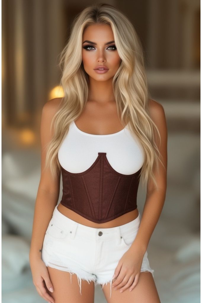 Daisy Corsets Lavish Dark Brown Brocade Open Cup Waist Cincher