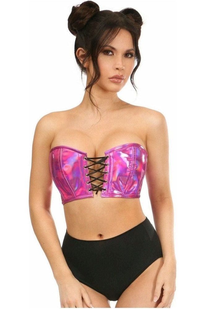 Daisy Corsets Lavish Fuchsia Holo Lace-Up Bustier Top