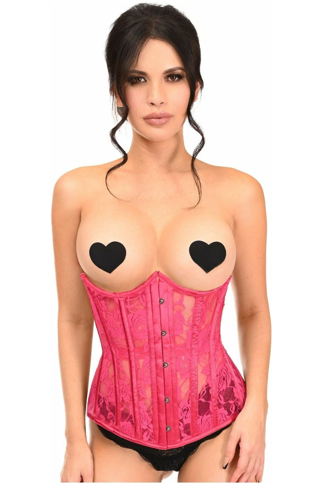 Daisy Corsets Lavish Fuchsia Sheer Lace Underwire Open Cup Underbust Corset