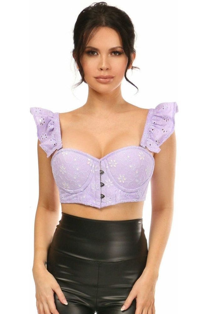 Daisy Corsets Lavish Lavender Eyelet Underwire Bustier Top w/Removable Ruffle Sleeves