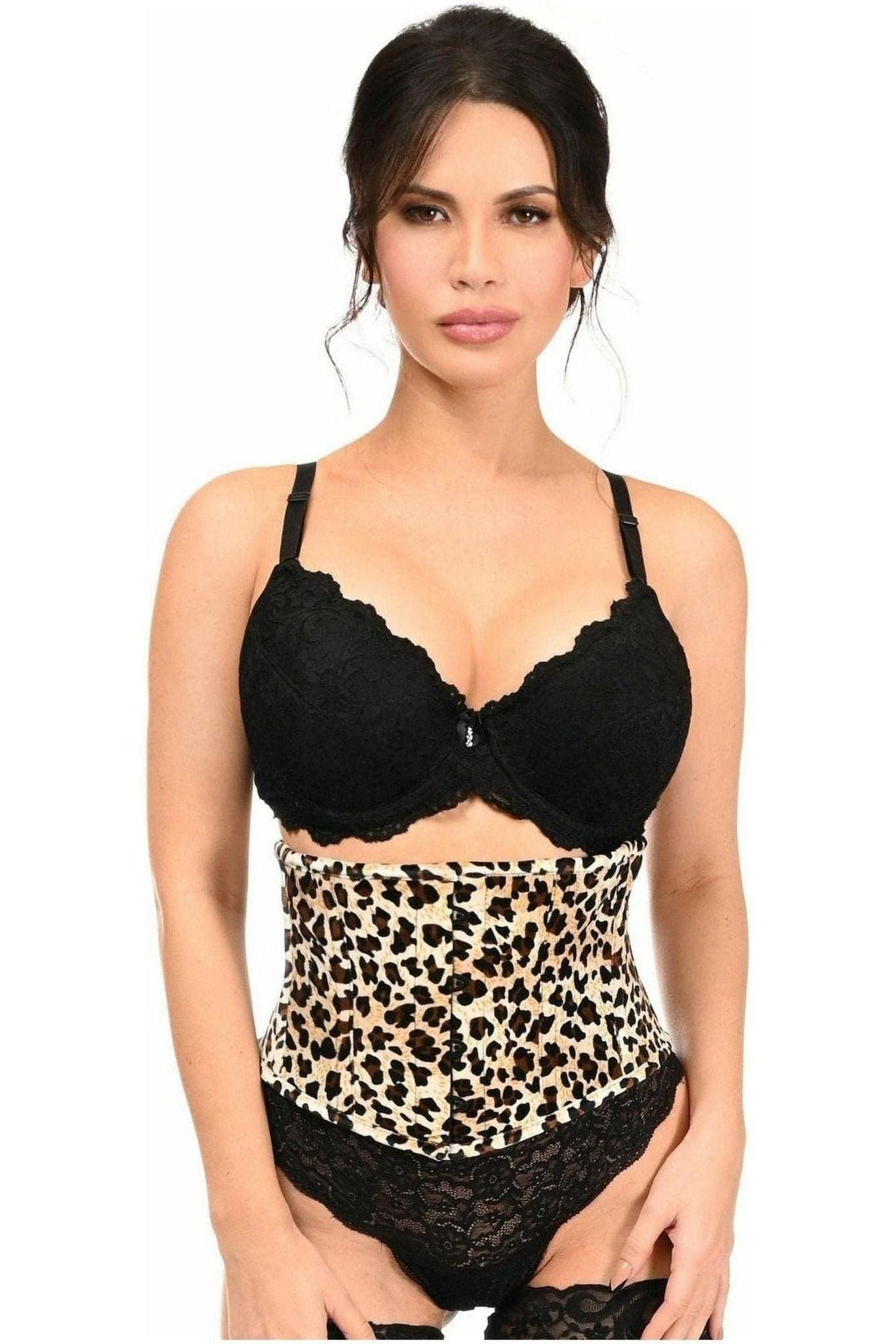Daisy Corsets Lavish Leopard Velvet Mini Cincher Corset