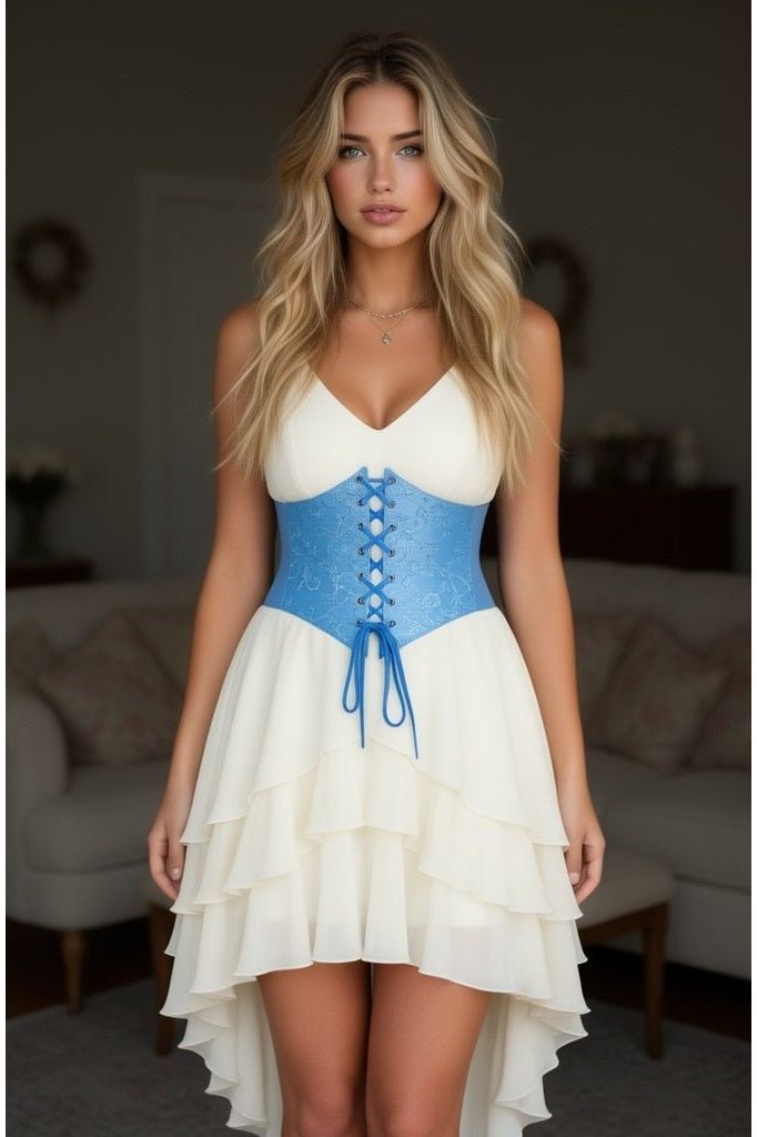 Daisy Corsets Lavish Lt Blue Brocade Corset Belt Cincher