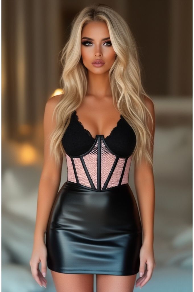 Daisy Corsets Lavish Lt Pink Fishnet Underwire Open Cup Waist Cincher