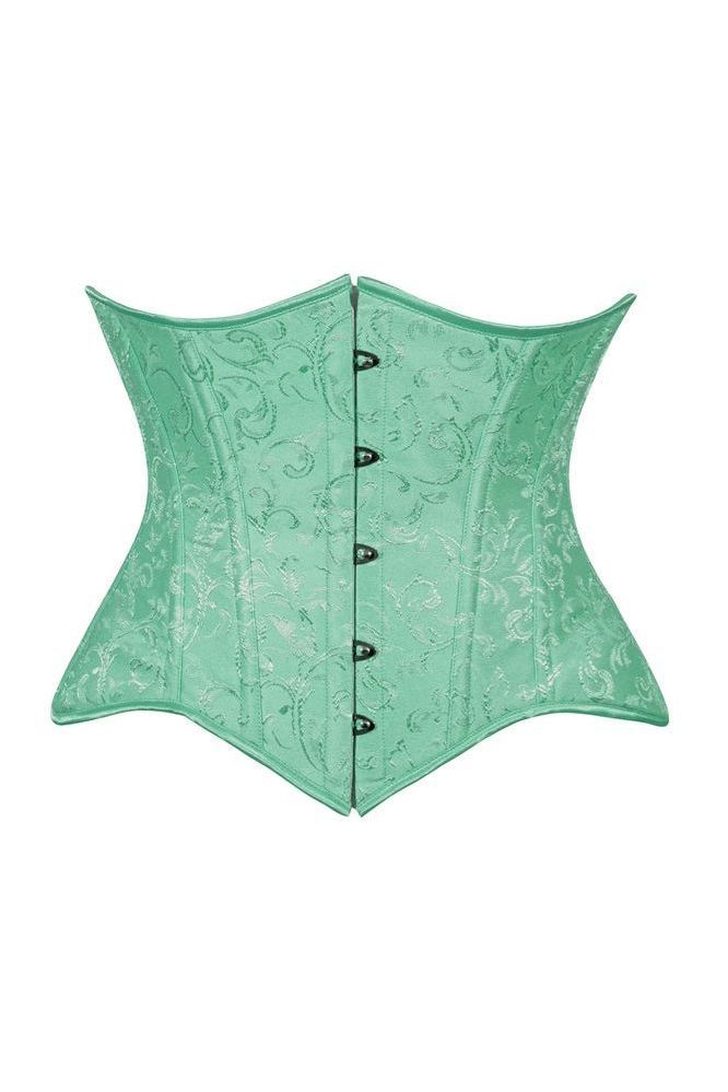 Daisy Corsets Lavish Mint Green Brocade Waist Cincher Under Bust Corset w/Front Busk Closure