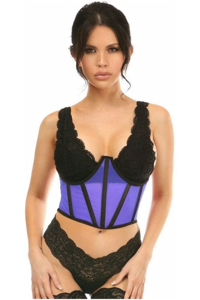 Daisy Corsets Lavish Neon Blue Mesh Open Cup Waist Cincher