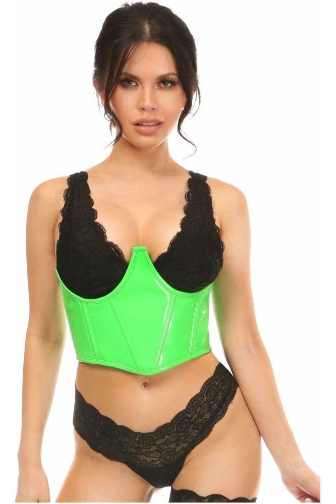 Daisy Corsets Lavish Neon Green Patent Open Cup Underwire Waist Cincher