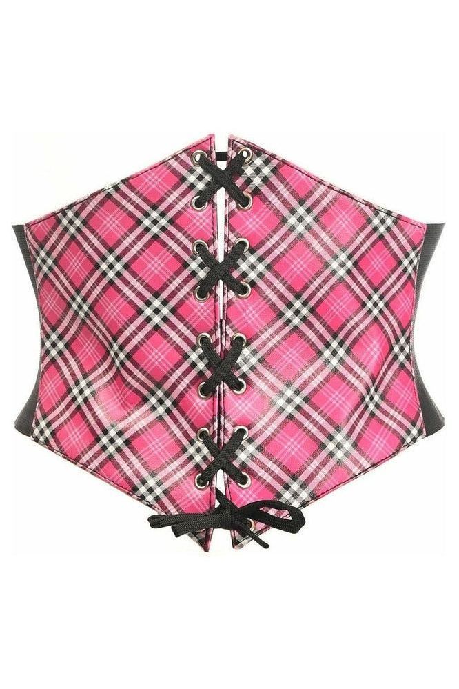 Daisy Corsets Lavish Pink Plaid Lace-Up Corset Belt Cincher