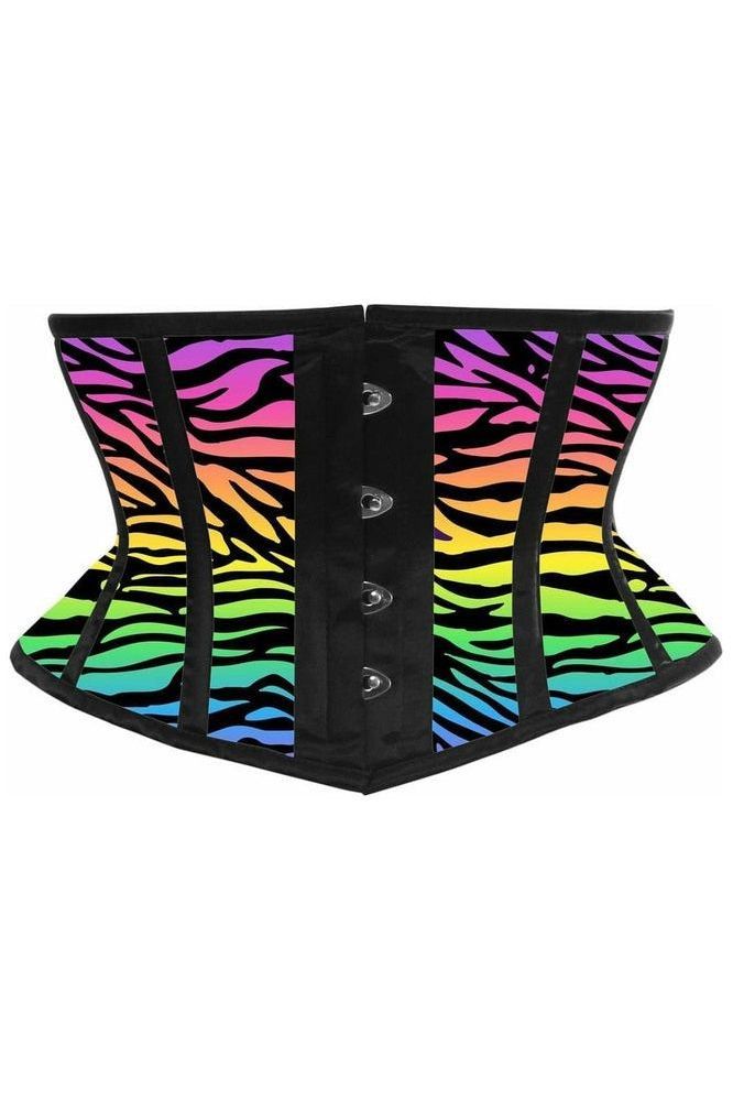 Daisy Corsets Lavish Rainbow Animal Print Satin Mini Cincher Corset