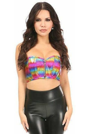 Daisy Corsets Lavish Rainbow Glitter Short Bustier Top