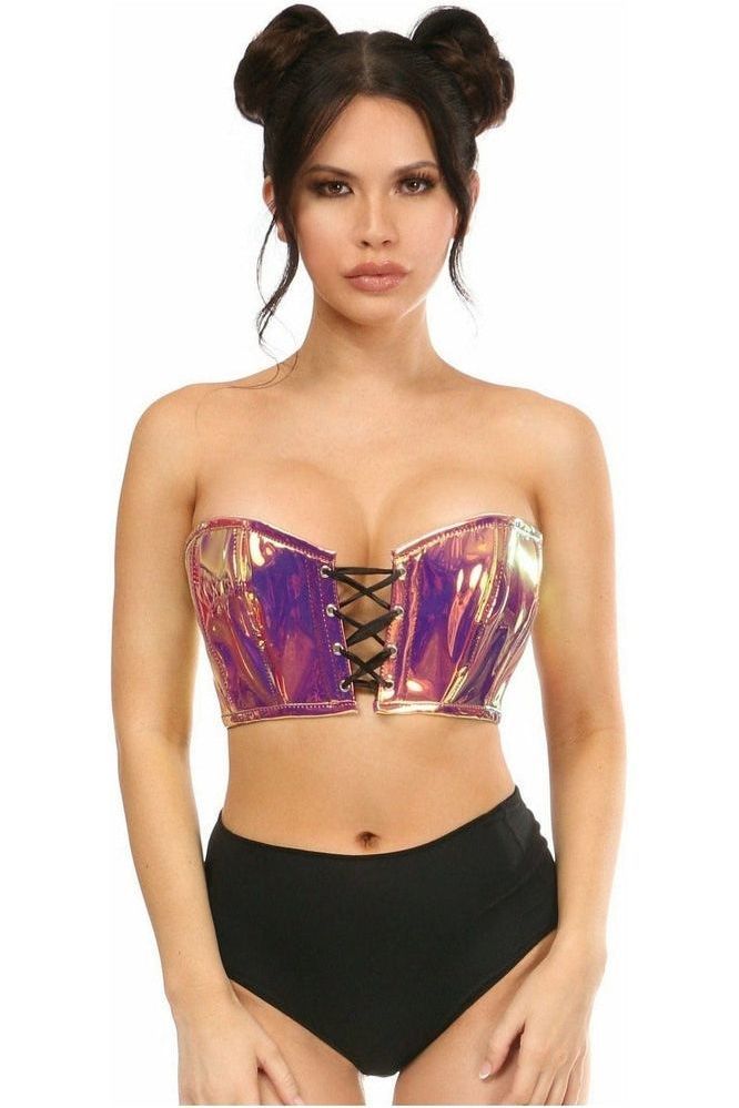 Daisy Corsets Lavish Rainbow Gold Holo Lace-Up Bustier Top