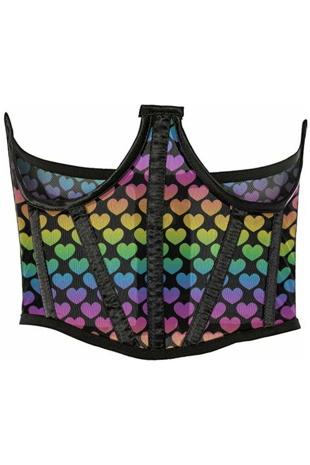 Daisy Corsets Lavish Rainbow Hearts Mesh Open Cup Waist Cincher