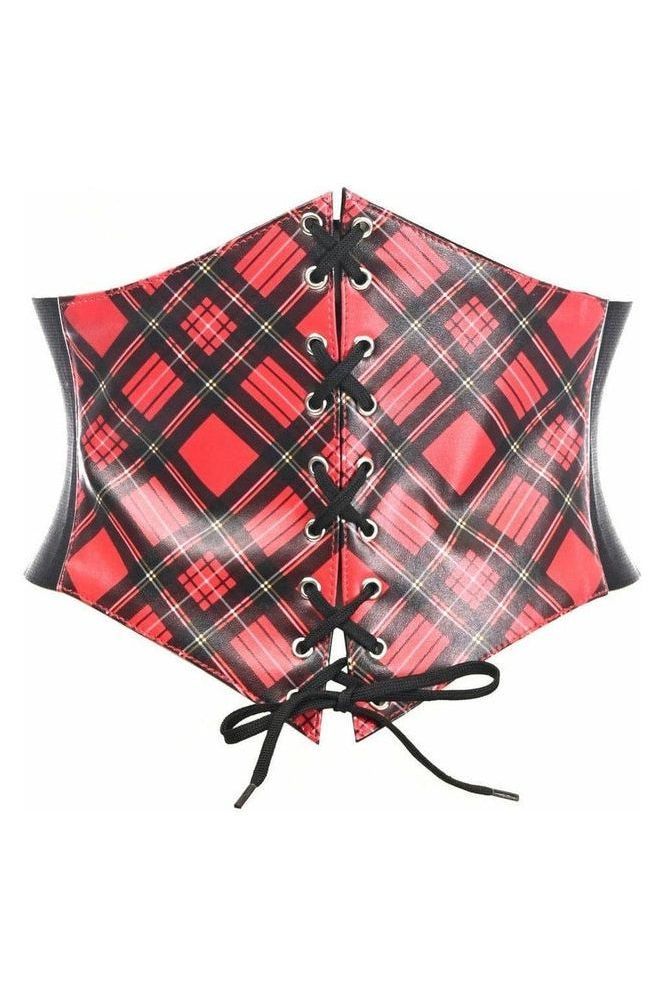 Daisy Corsets Lavish Red Plaid School Girl Lace-Up Corset Belt Cincher