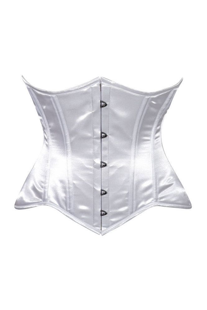 Daisy Corsets Lavish White Satin Underbust Corset Waist Cincher Busk Closure