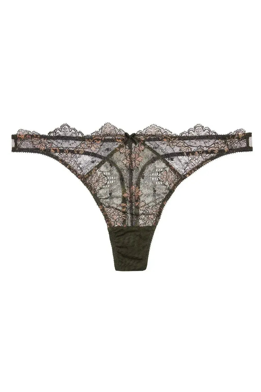 Dita Von Teese Lurex Lace G-String Panty in black, featuring fine Leavers lace with shimmering candescent lurex.