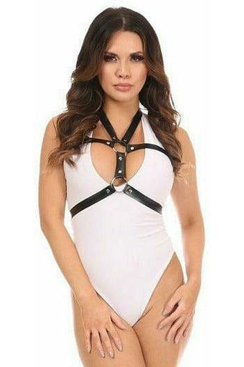Matte Black Vegan Leather Body Harness - Daisy Corsets