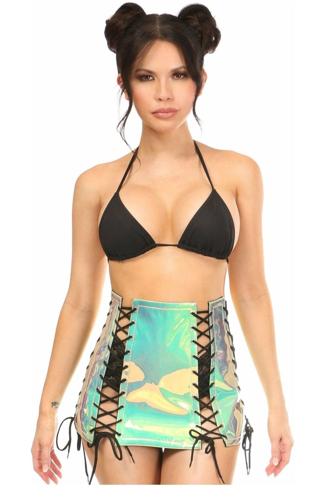 Daisy Corsets Mint Holo Lace-Up Skirt