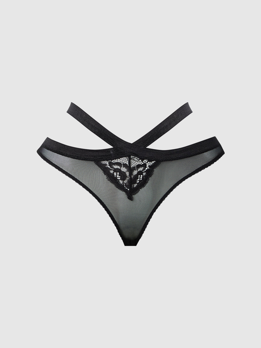 House of Desire Natasha Lace & Mesh Strappy Hipster Black