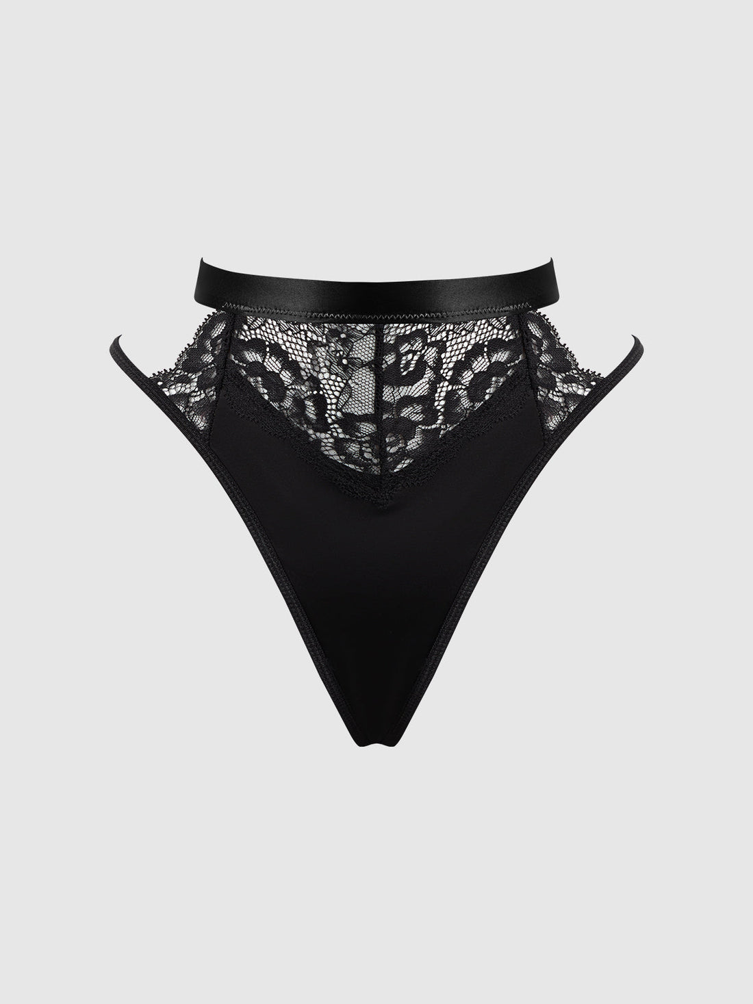 Natasha Satin & Lace Bow Tie G-String Black