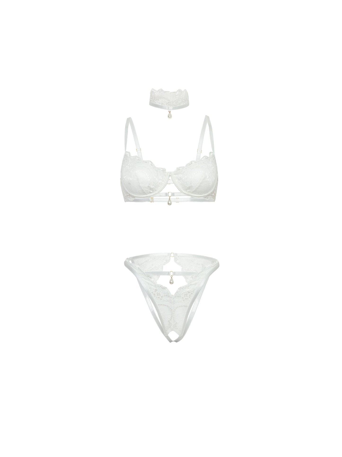 Oh la la Cheri Perla Lace Bra Set White