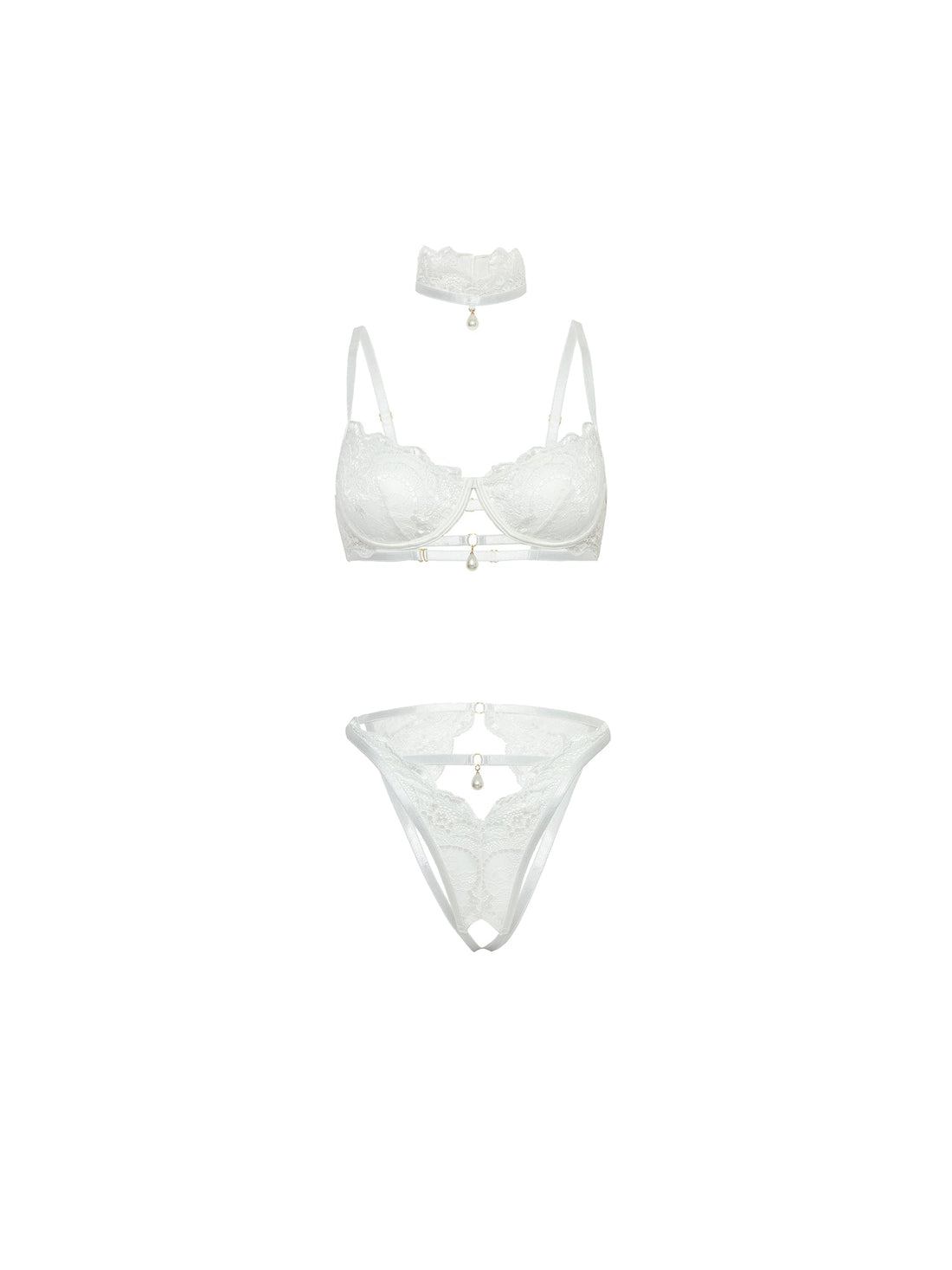 Perla Lace Bra Set White
