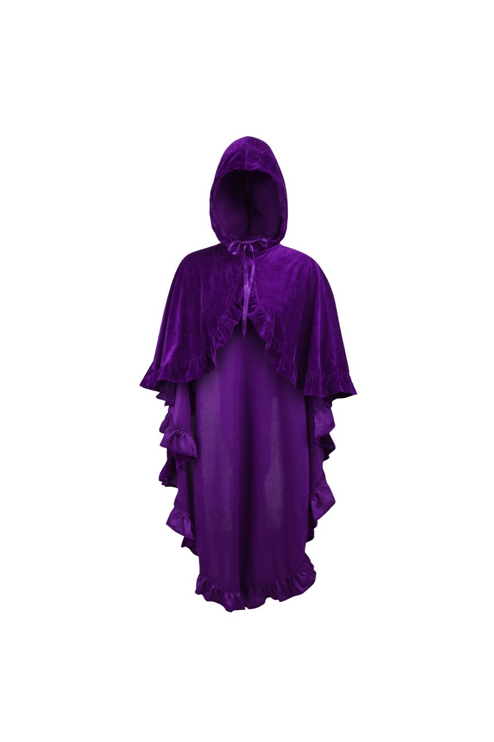 Daisy Corsets Purple Velvet Hooded Ruffle Cape