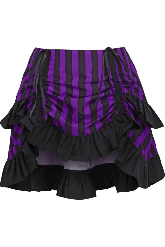 Daisy Corsets Purple/Black Striped Ruched Bustle Skirt