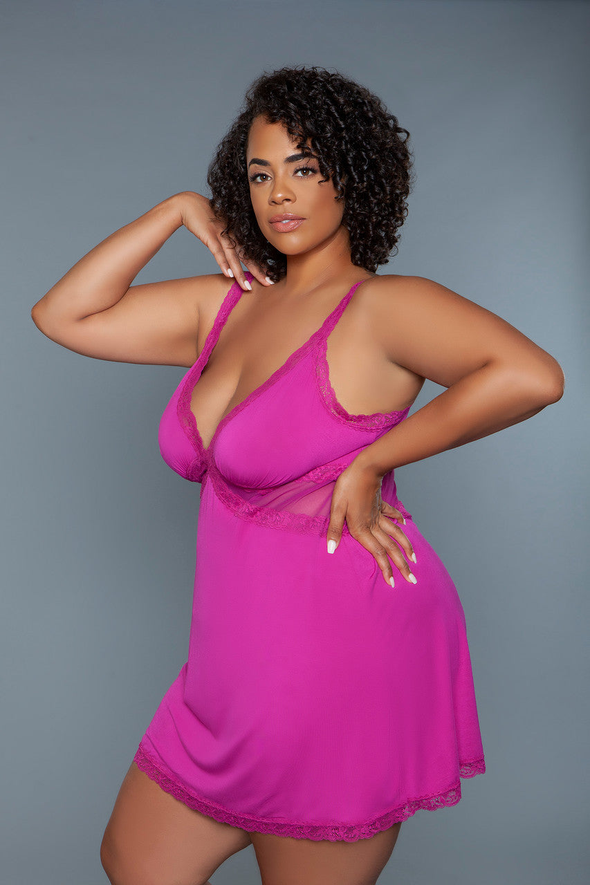 BeWicked Plus Queen Alexi Slip Nightie Nightgown Pink