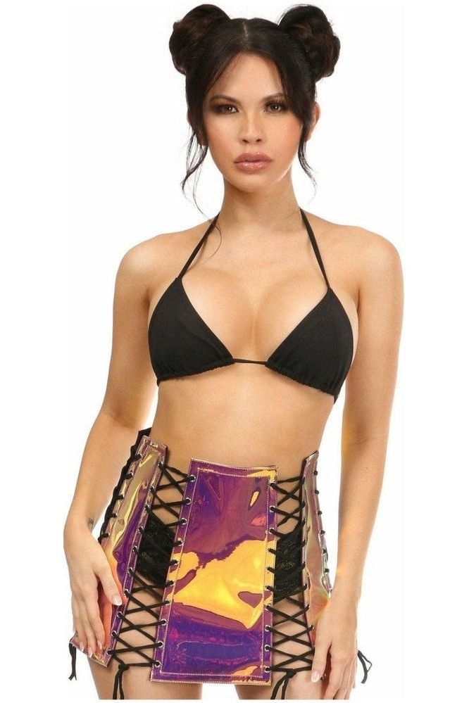Daisy Corsets Rainbow Gold Holo Lace-Up Skirt