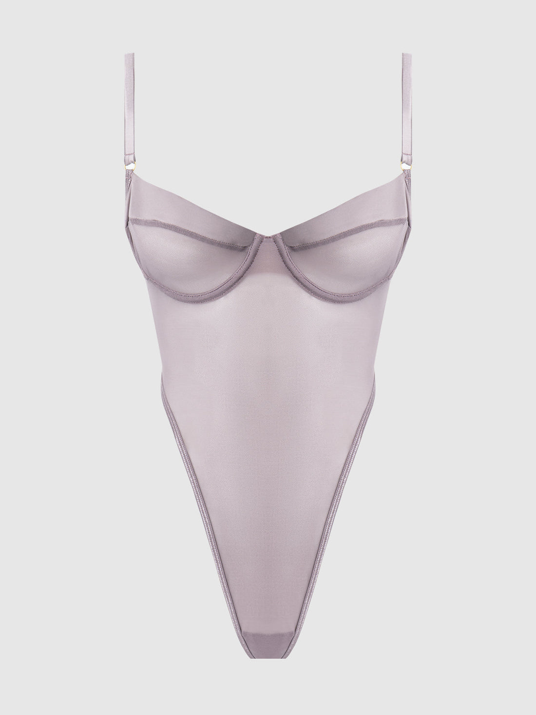 Raquel See Through Mesh & Silky Micro Bodysuit Dark Rose