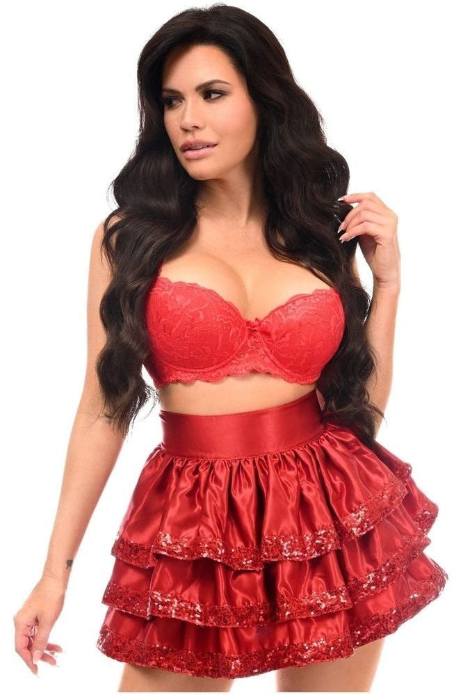 Daisy Corsets Red Sequin 3 Layer Skirt