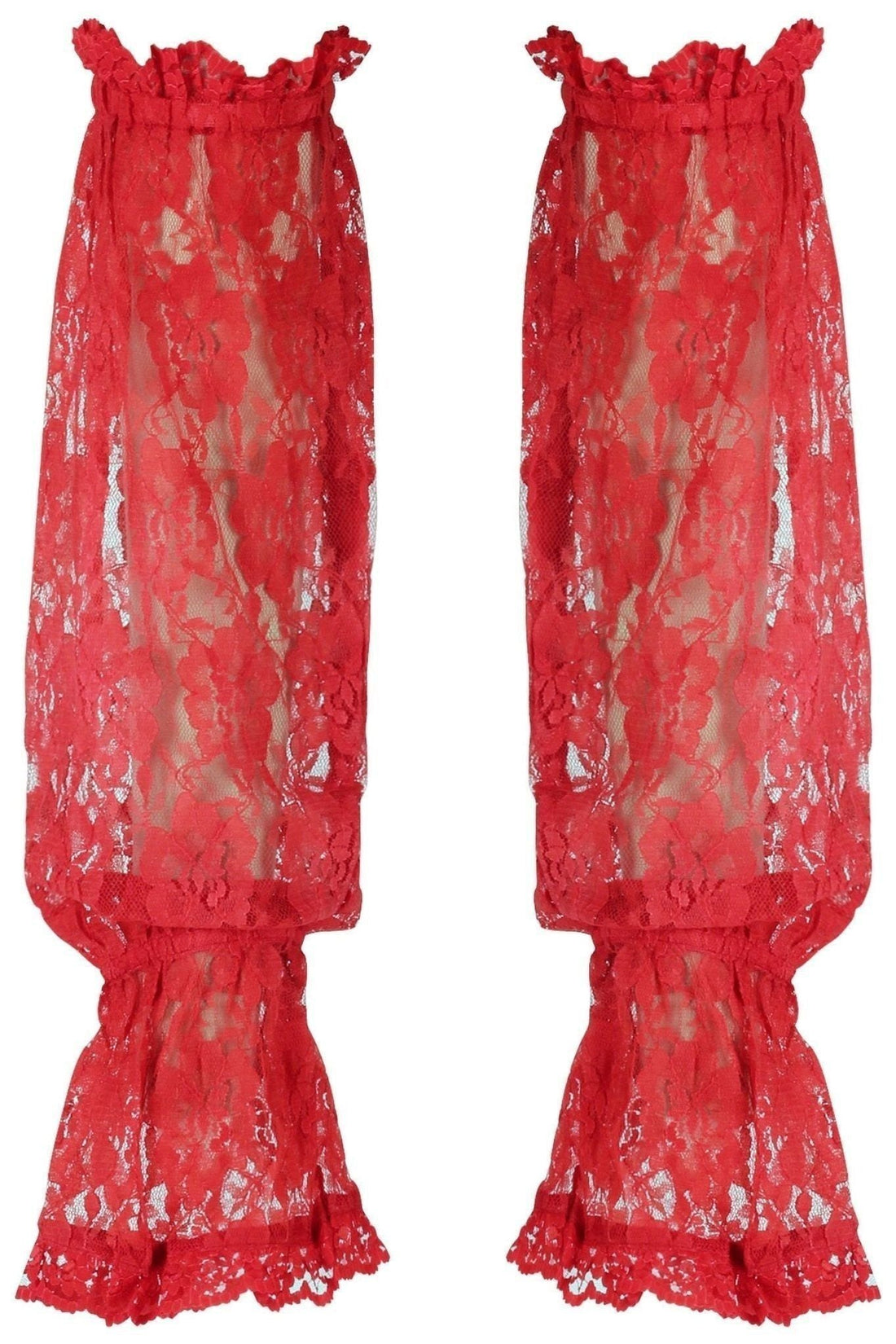 Daisy Corsets Red Sheer Lace Smocked Sleeves